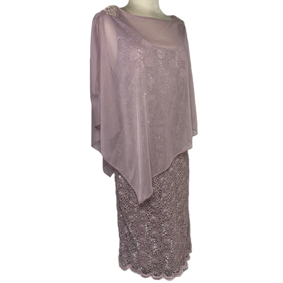 Formal Sequined Lace Dress & Shawl Jackie Jon Elegant Rose Formal Dress Size 8 - Picture 2 of 15